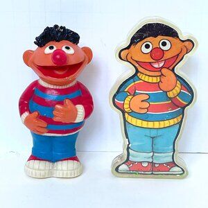 Seasame Street Ernie  Rubber Squeak Toy & Ernie  Clear Rattle Vintage Di…